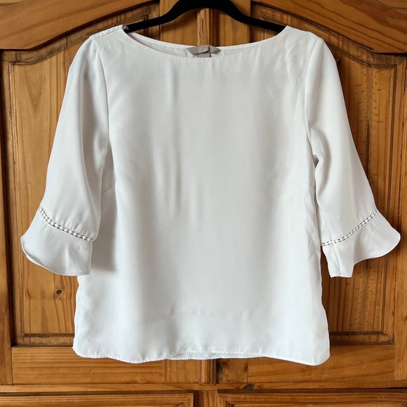 Chic White Boat Neck Blouse – Elegant, Workwear & Casual Top - Picture 1 of 3